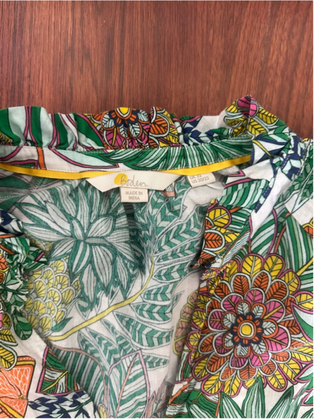 Women's Size 20 Boden Tropical Print Blouse - Picture 5 of 7
